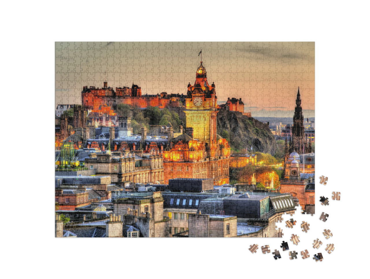 Puzzle 1000 Teile „Blick vom Calton Hill auf die Burg von Edinburgh, Schottland“