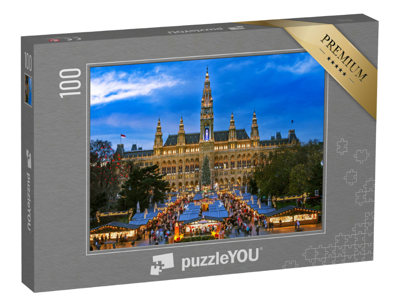 Puzzle 100 Teile „Weihnachtsmarkt in Wien, winterliches Motiv“