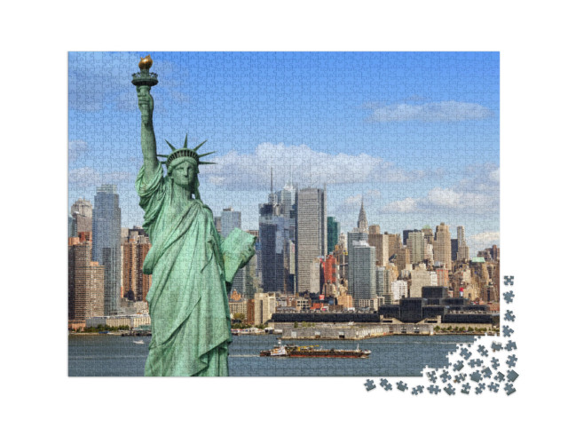 Puzzle 2000 Teile „Die Freiheitsstatue mit Hudson River, New York City“