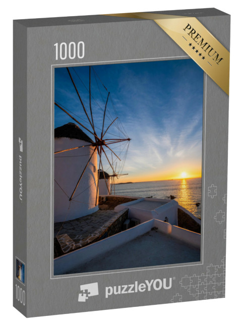 Puzzle 1000 Teile „Die Windmühlen der Stadt Chora, Mykonos“