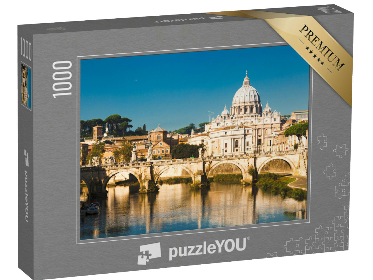 Puzzle 1000 Teile „Basilika St. Peter und Fluss Tiber in Rom, Italien“