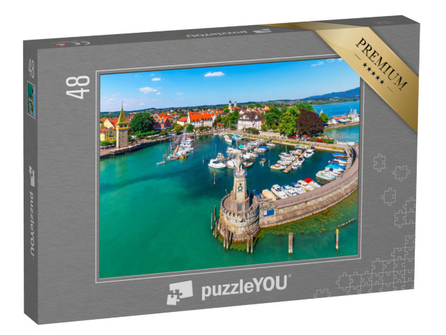 Puzzle 48 Teile „Altstadt und Pier von Lindau am Bodensee, Deutschland“