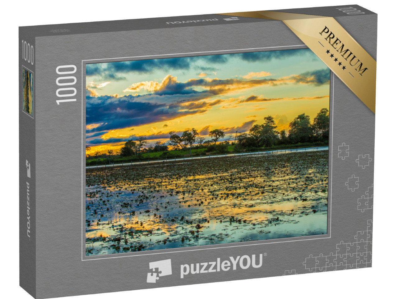 Puzzle 1000 Teile „Farbenfroher Sonnenuntergang über dem Pantanal, Brasilien“