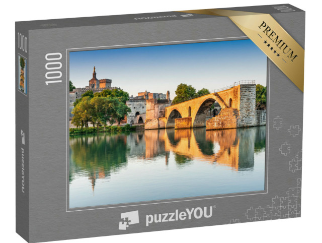 Puzzle 1000 Teile „Avignon-Brücke mit Papstpalast und Rhone, Provence, Frankreich“