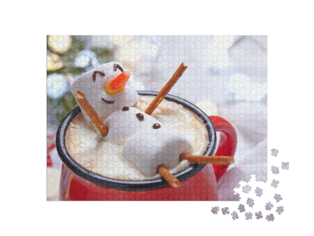 Puzzle 1000 Teile „Marshmallow Schneemann im Kakao“