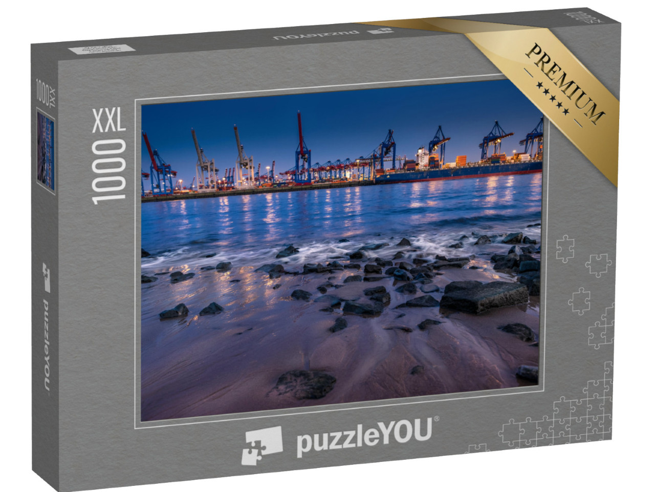 Puzzle 1000 Teile XXL „Hamburger Hafen bei Nacht“