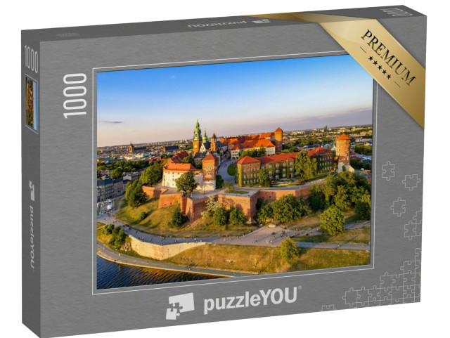 Puzzle 1000 Teile „Skyline mit Wawel-Hügel, Kathedrale und Weichselufer, Krakau, Polen“