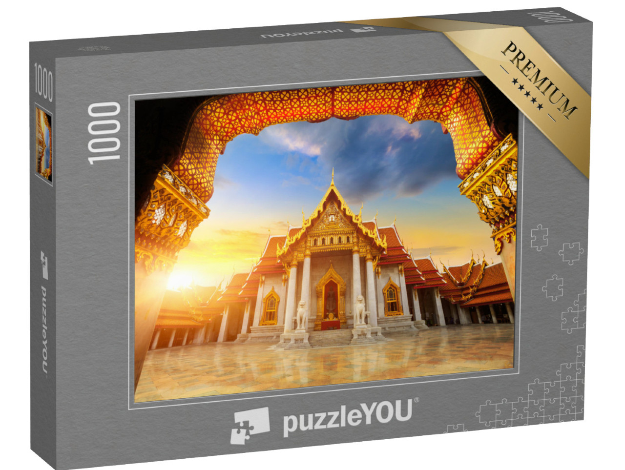 Puzzle 1000 Teile „Der Marmortempel, Wat Benchamabopitr Dusitvanaram, Bangkok“