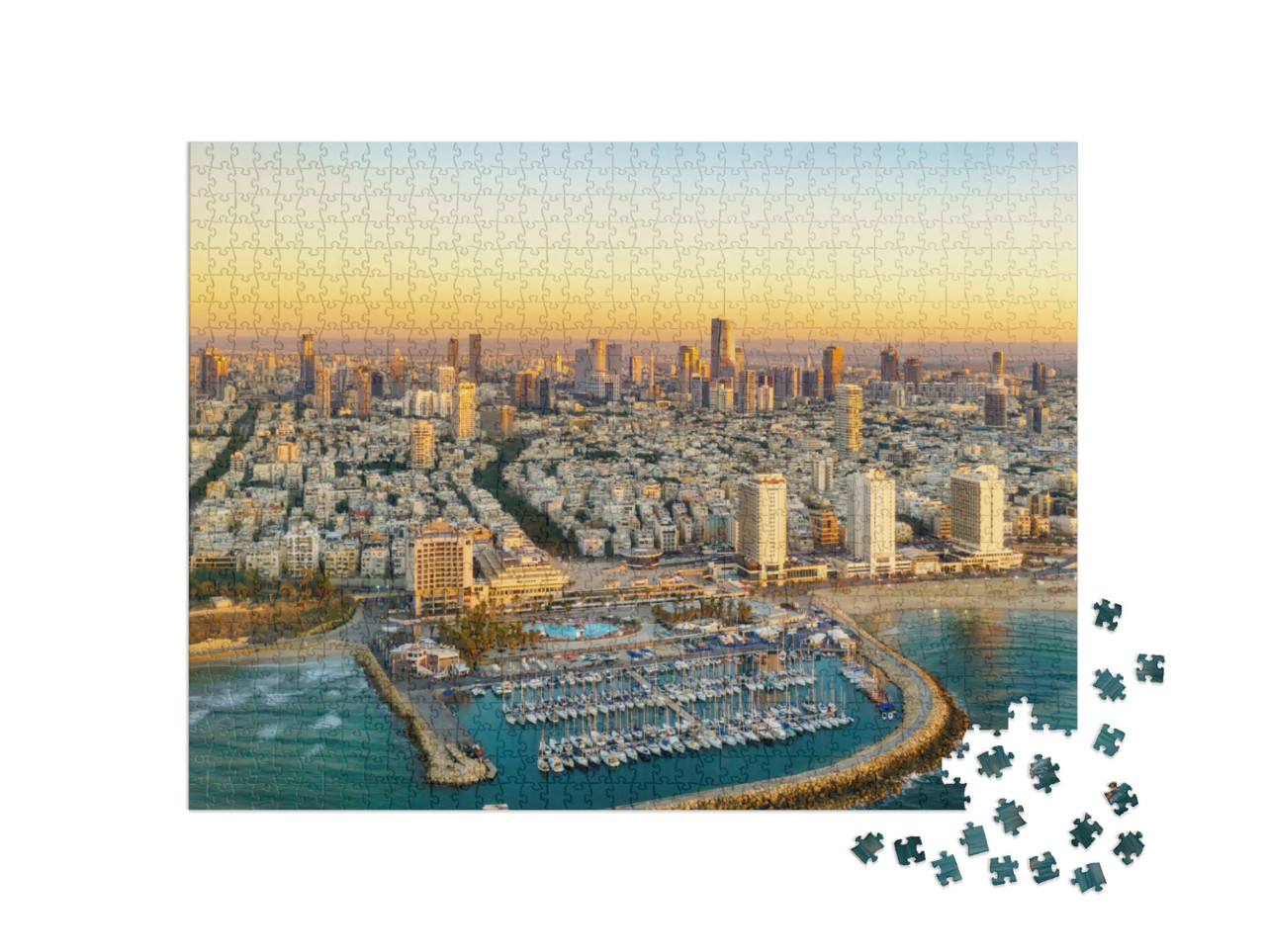 Puzzle 1000 Teile „Sonnenuntergang über Tel Aviv, Israel“