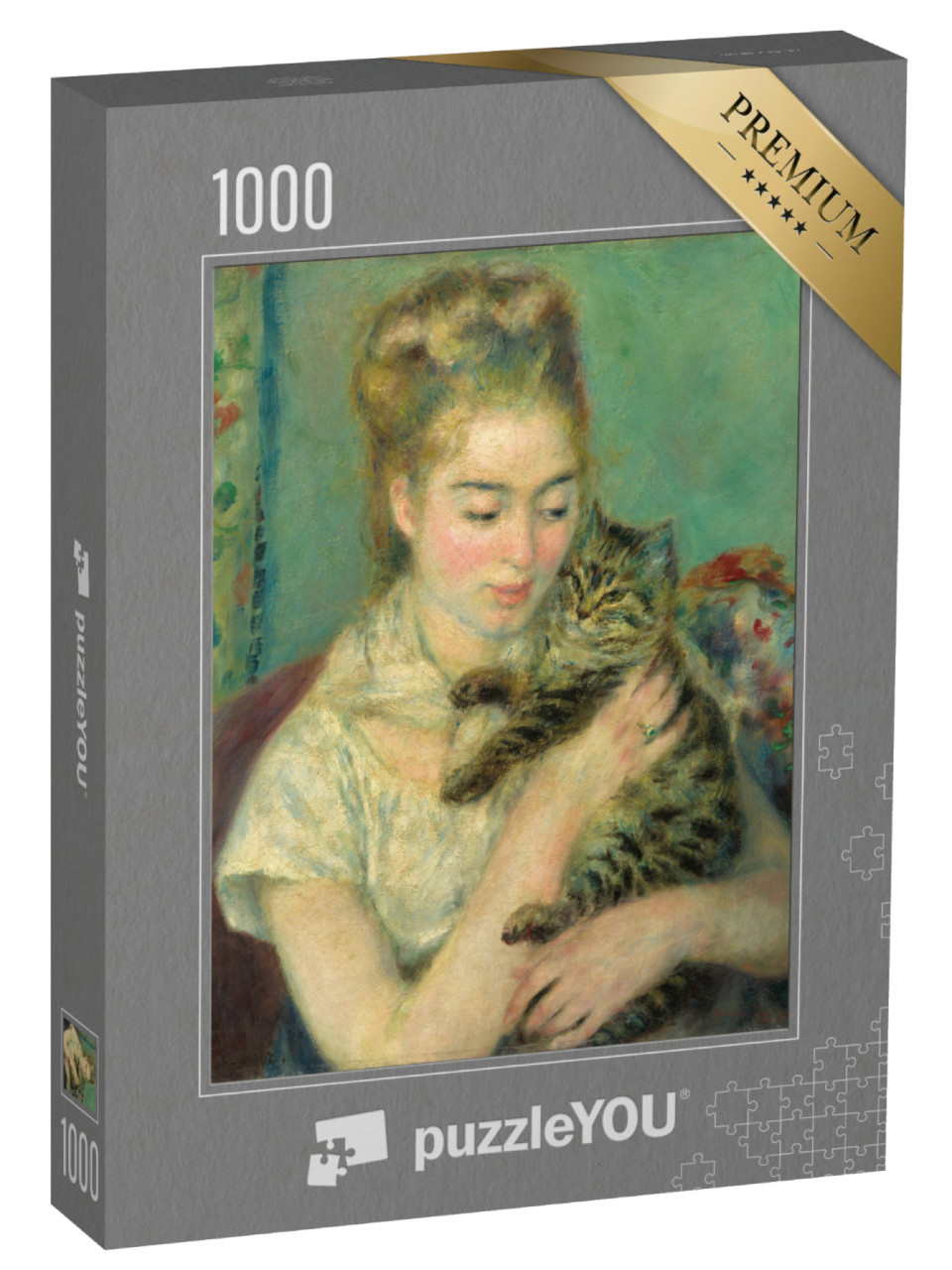 Puzzle 1000 Teile „Auguste Renoir - Frau mit Katze“