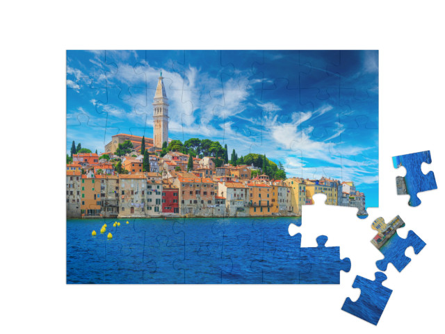 Puzzle 48 Teile „Bezaubernder Blick auf Rovinj an der kroatischen Adria“