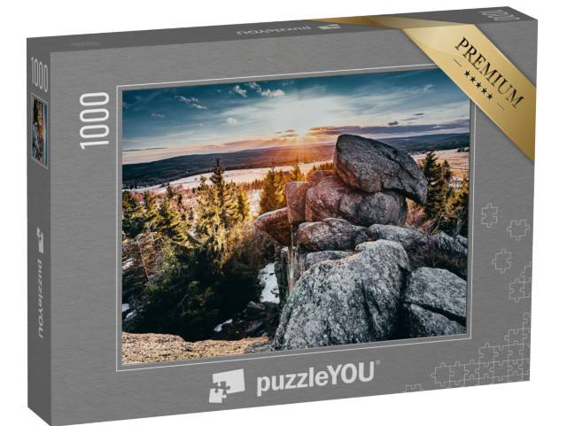 Puzzle 1000 Teile „Aussichtspunkt vom Eduardova-Felsen im Erzgebirge, Tschechien“