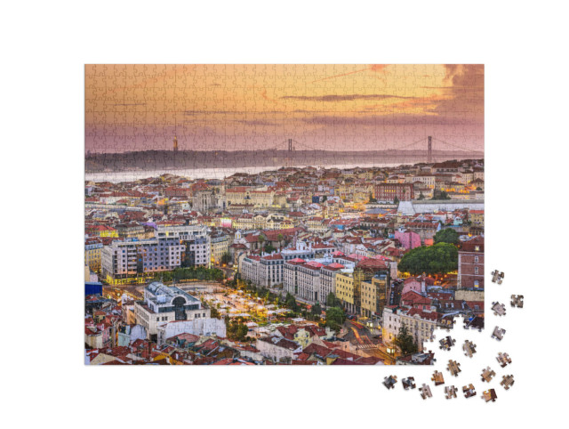 Puzzle 1000 Teile „Lissabon im Sonnenuntergang, Portugal“