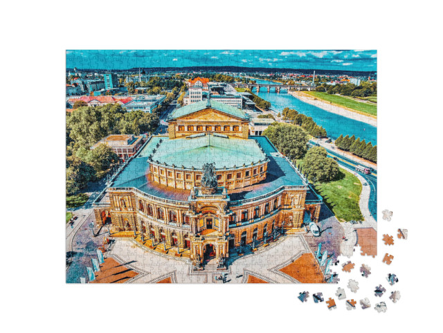 Puzzle 1000 Teile „Beeindruckender Blick auf die Semperoper, Dresden, Deutschland“