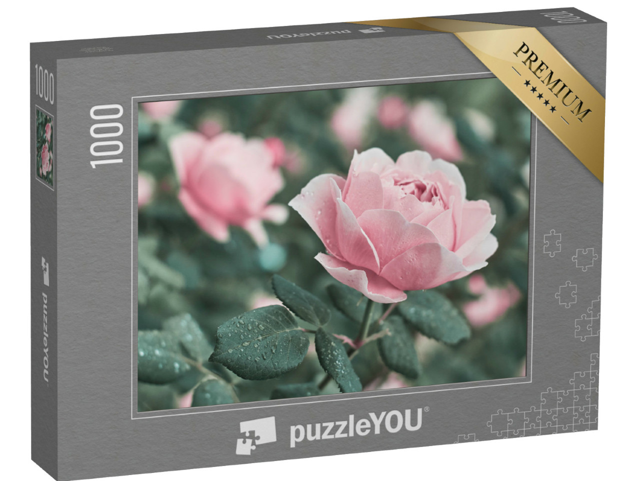 Puzzle 1000 Teile „Rosa Rosen in der Natur“