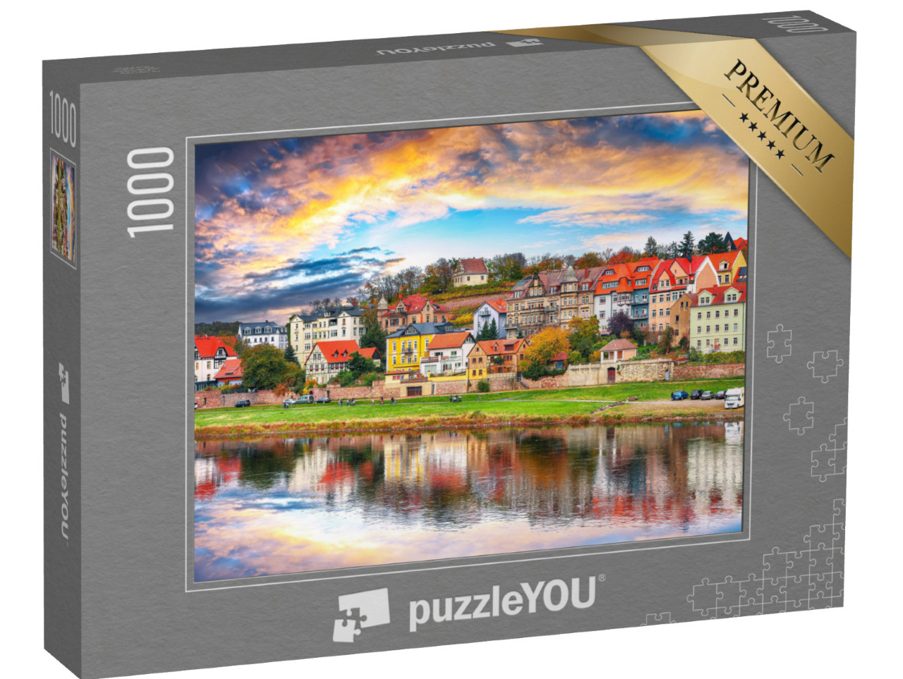 Puzzle 1000 Teile „Sonnenuntergang über der Stadt Meißen, Sachsen, Deutschland“