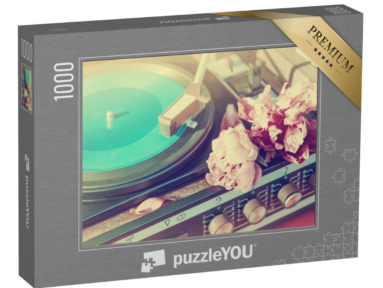 Puzzle 1000 Teile „Alter Vintage-Plattenspieler spielt eine Spur“