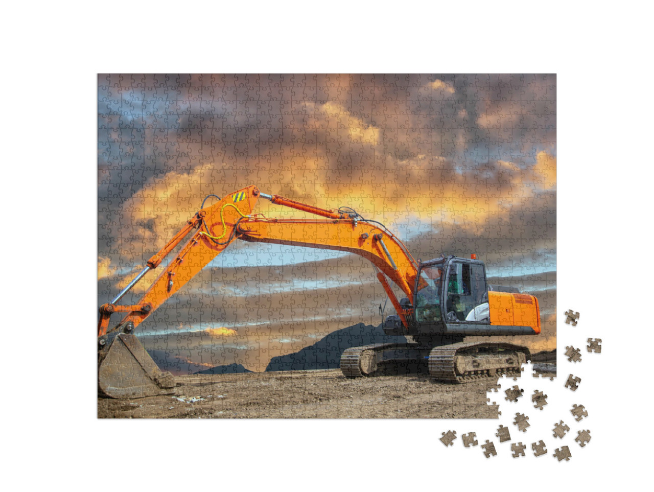 Puzzle 1000 Teile „Ein Raupenbagger auf einer Baustelle“