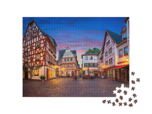 Puzzle 1000 Teile „Mainzer Altstadt zur blauen Stunde, Deutschland“