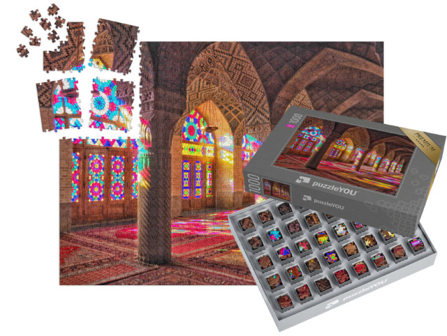 Puzzle „Bunte Glasfenster der Nasir al-Mulk Moschee in Shiraz, Iran“ | SMART SORTED® 1000 Teile