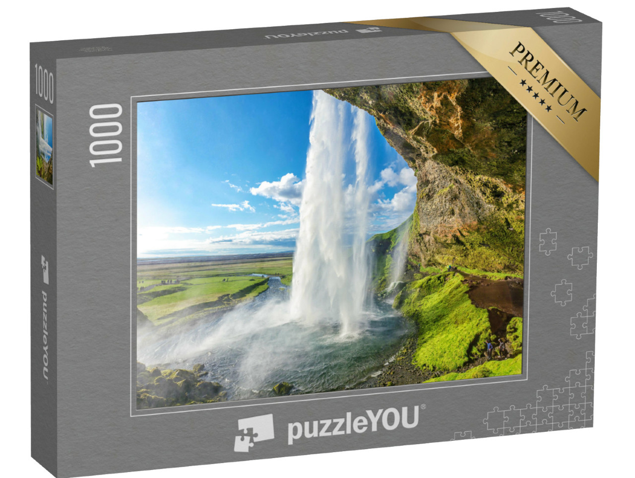 Puzzle 1000 Teile „Auf der Rückseite des Seljalandsfoss in Island“