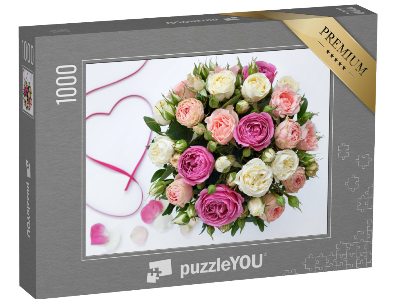 Puzzle 1000 Teile „Ein Rosenstrauß zum Geburtstag“