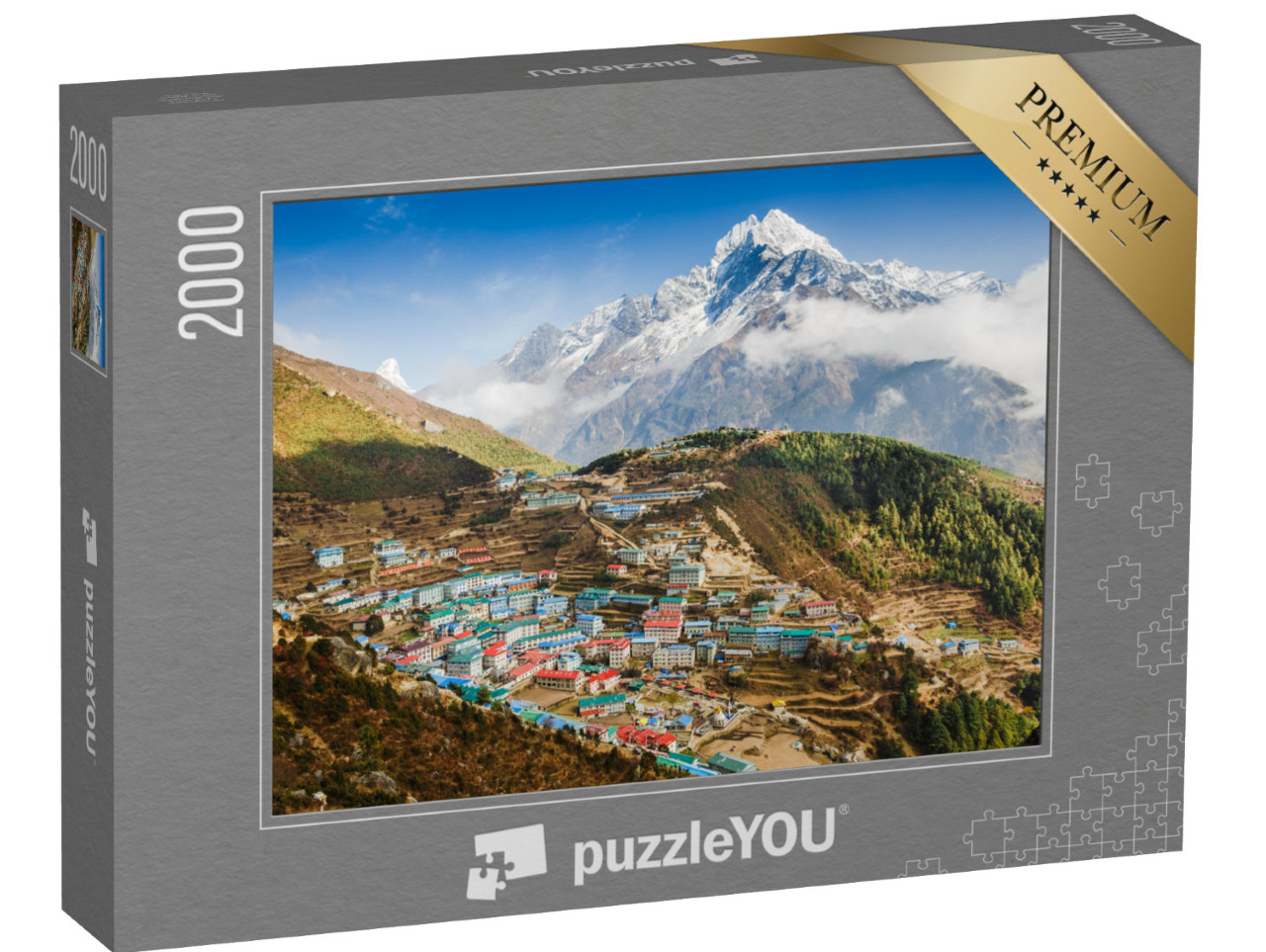 Puzzle 2000 Teile „Blick auf das Bergdorf Namche Bazar, Himalaya, Nepal“