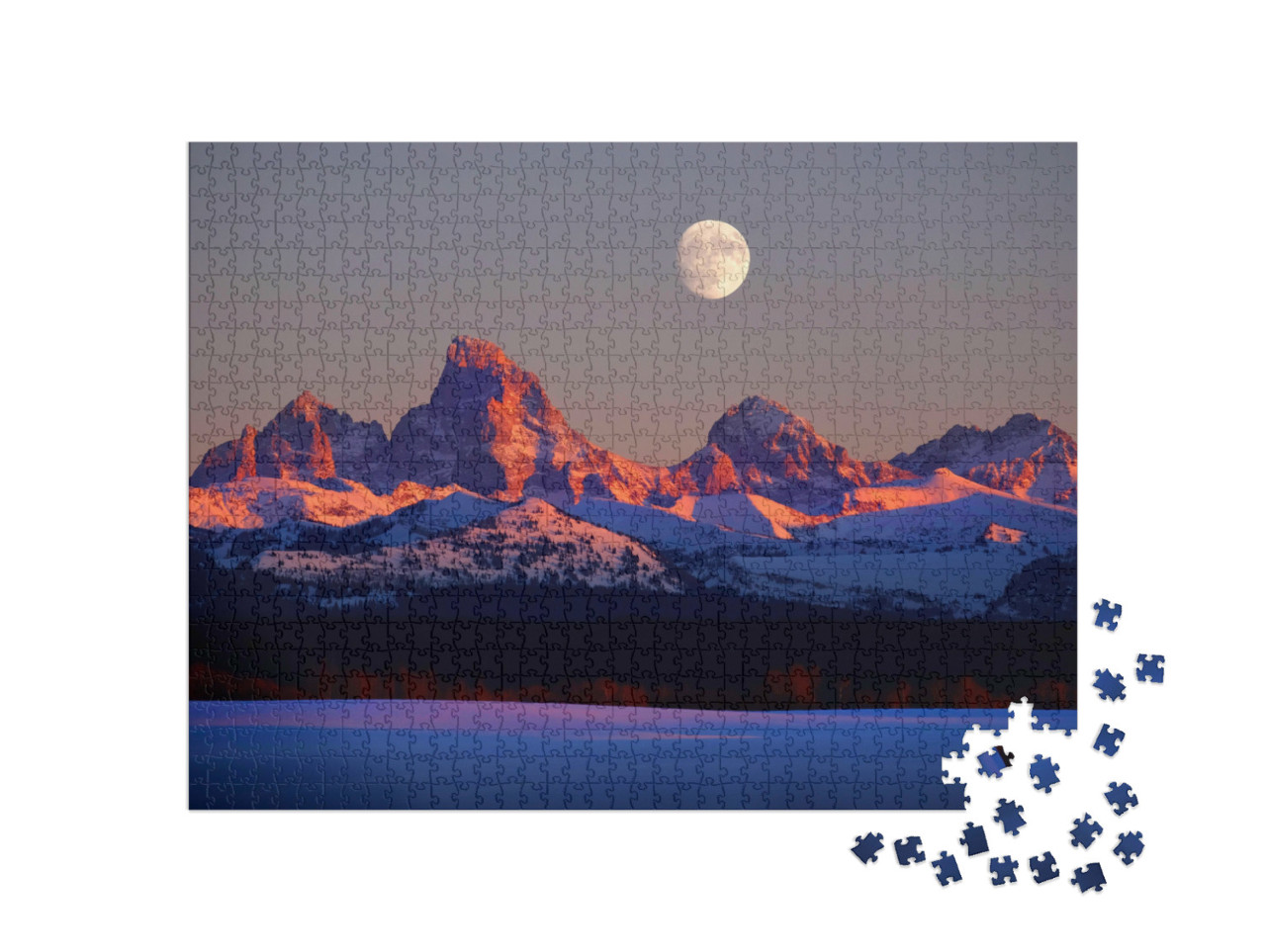 Puzzle 1000 Teile „Vollmond über den glühenden Alpen“