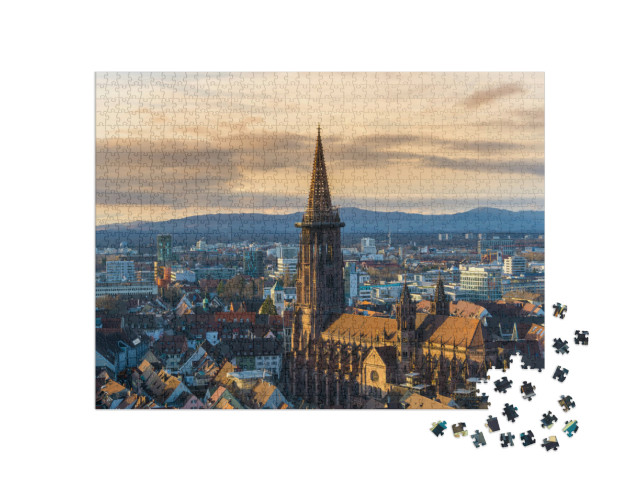 Puzzle 1000 Teile „Sonnenuntergang über Freiburg im Breisgau“