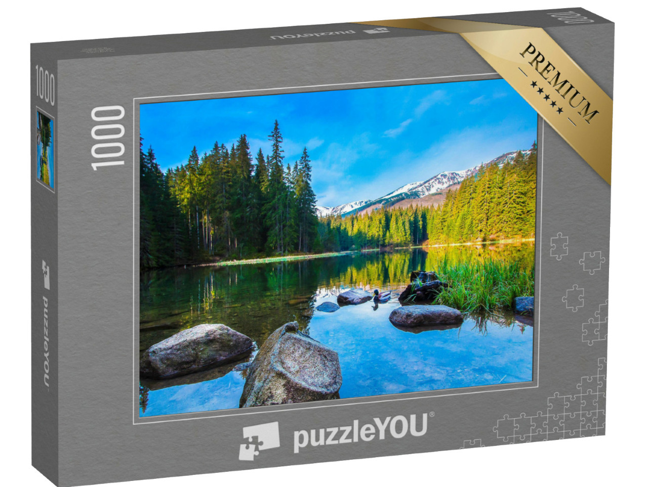 Puzzle 1000 Teile „Steine im ruhigen Wasser eines Bergsees“