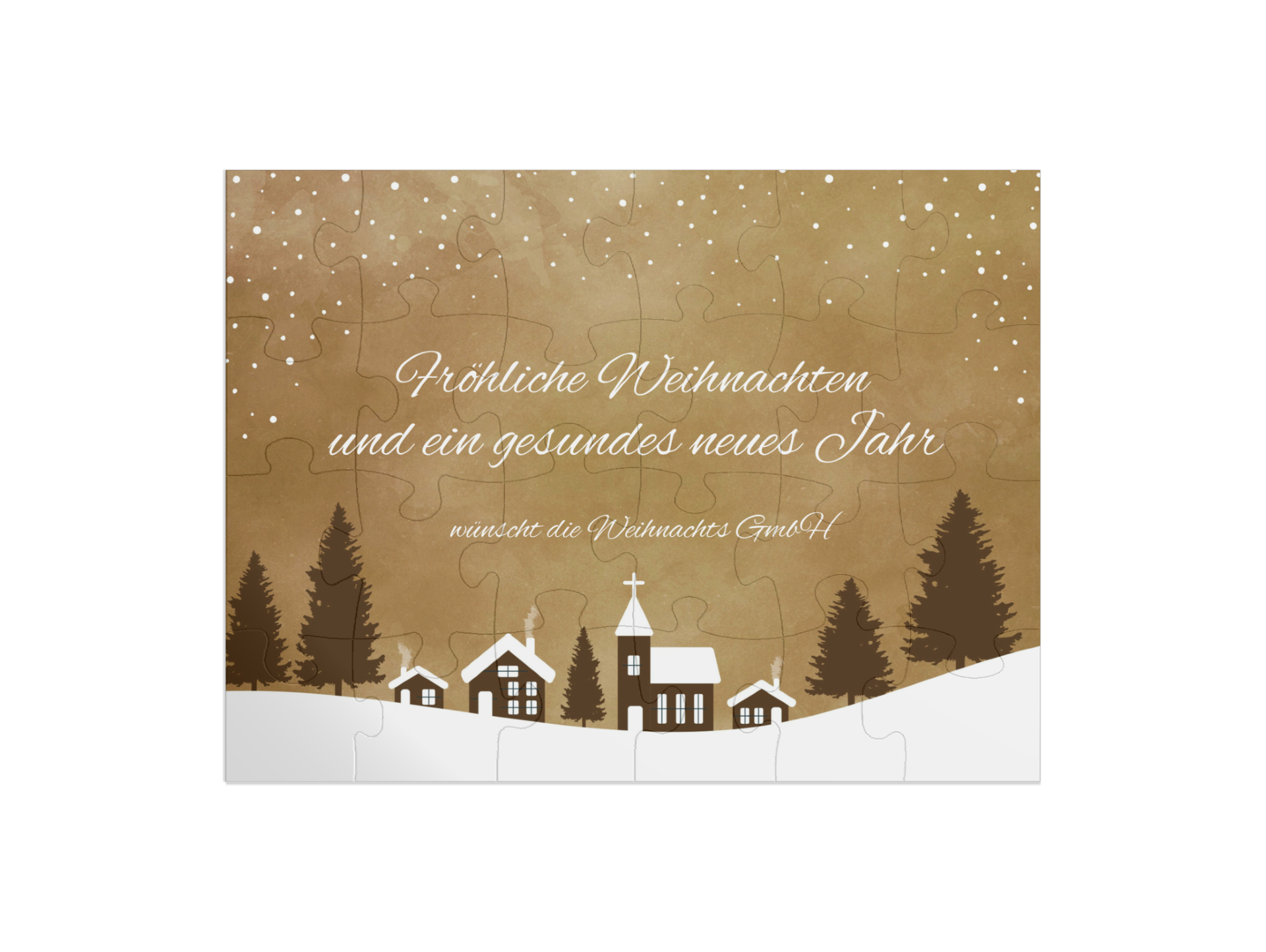 "Wintervillage" in Querformat gold