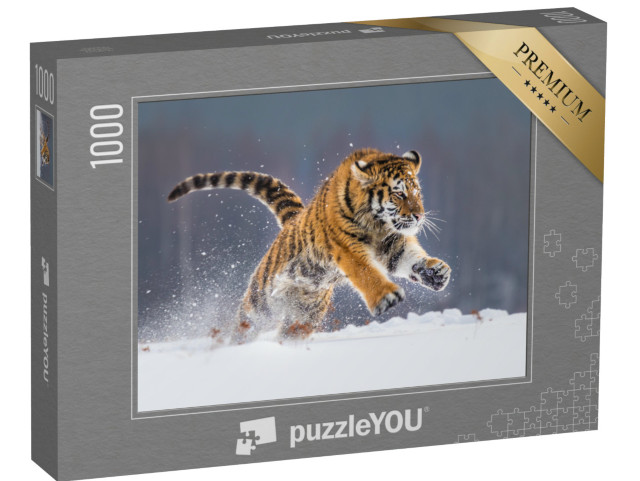 Puzzle 1000 Teile „Kraftvoll und majestätisch: Sibirischer Tiger im Schnee“