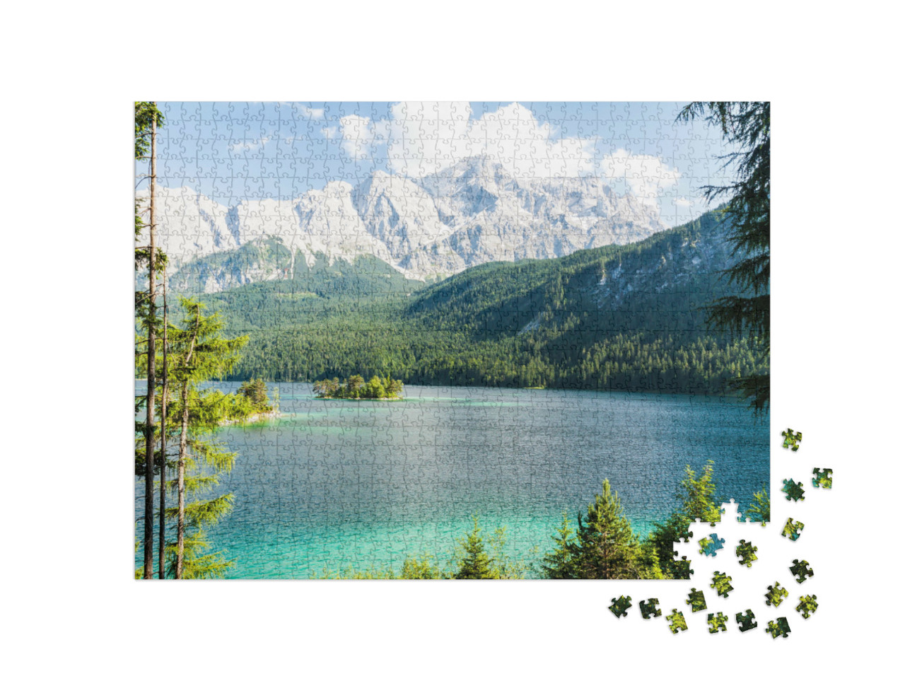 Puzzle 1000 Teile „Eibsee vor den Alpen“