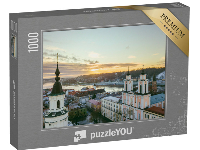 Puzzle 1000 Teile „Früher Wintermorgen: Altstadt von Kaunas, Litauen“