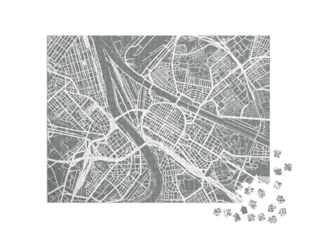Puzzle 1000 Teile „Urbaner Vektor-Stadtplan von Mannheim, Deutschland“
