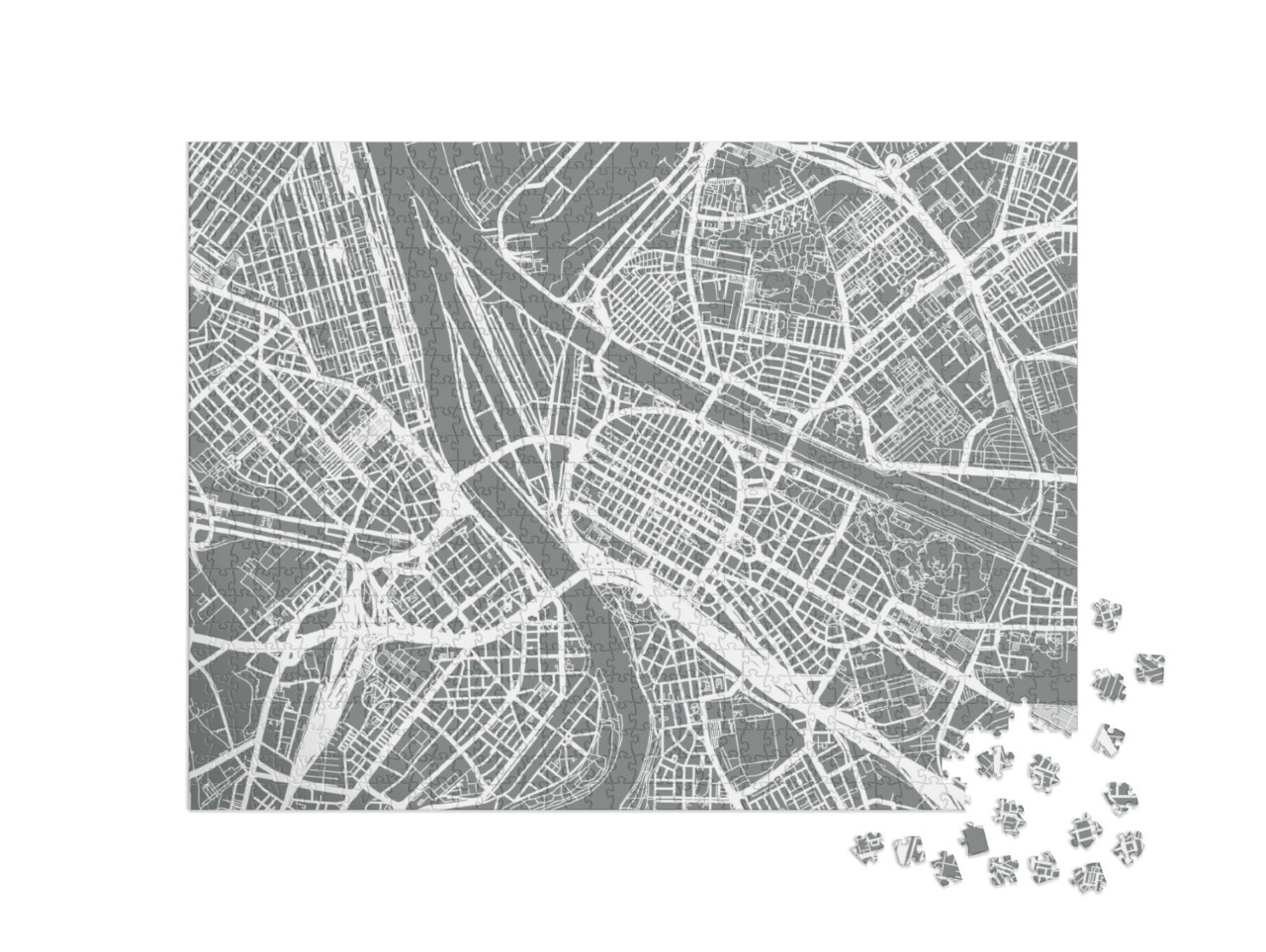 Puzzle 1000 Teile „Urbaner Vektor-Stadtplan von Mannheim, Deutschland“