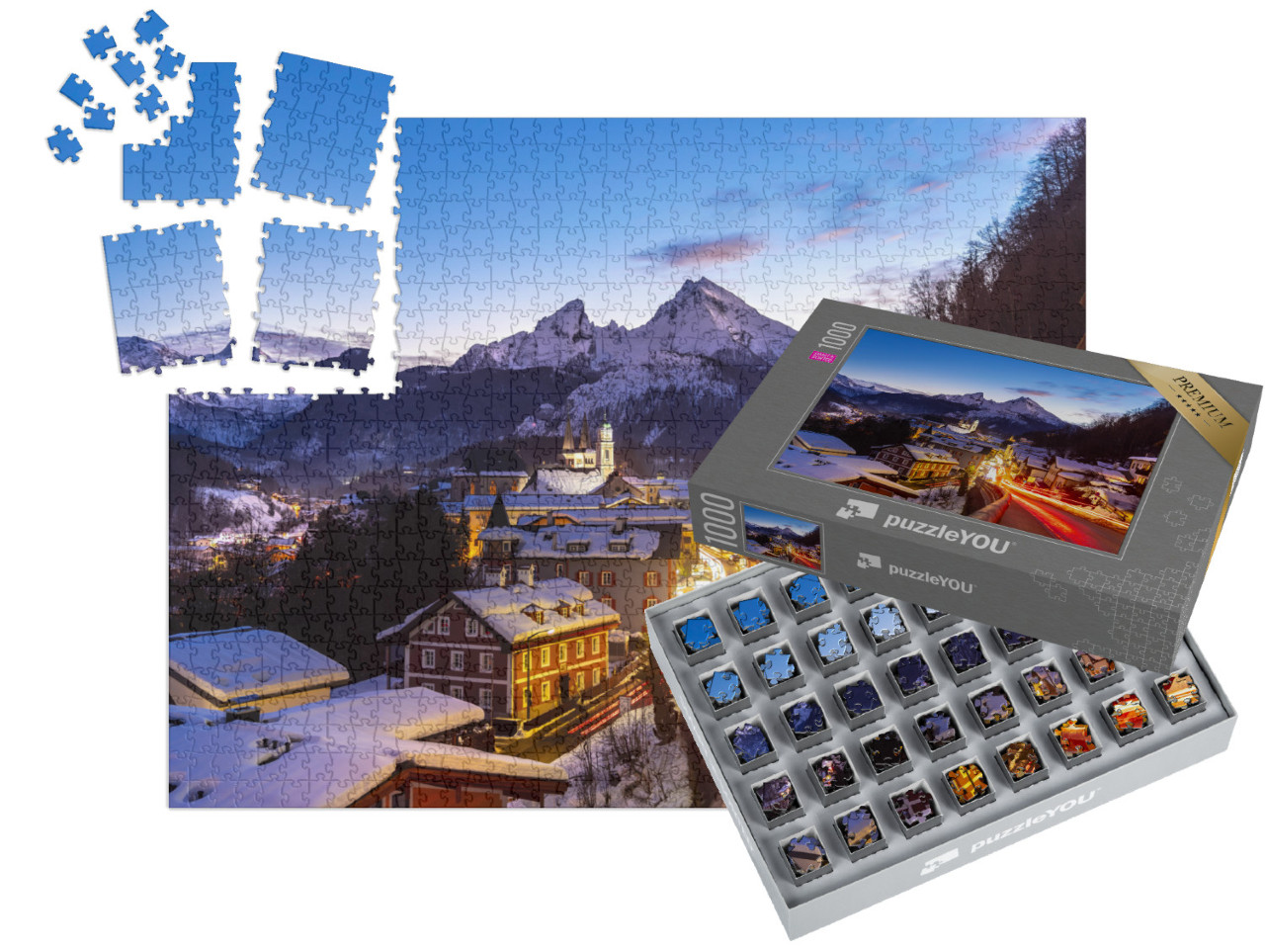 Puzzle „Berchtesgaden, im Hintergrund der Watzmann“ | SMART SORTED® 1000 Teile