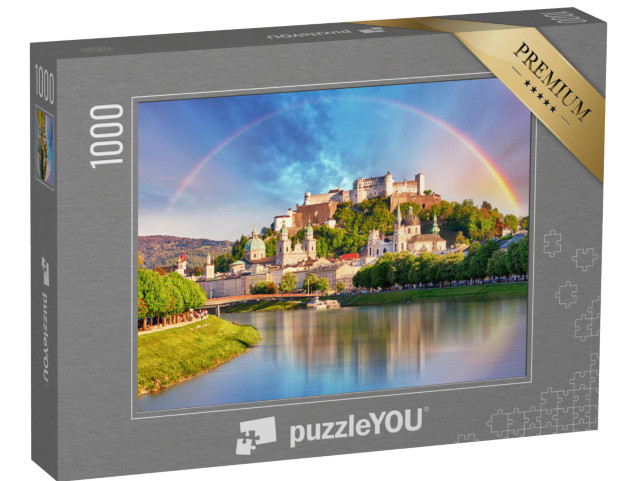 Puzzle 1000 Teile „Regenbogen über der Salzburger Burg, Österreich“