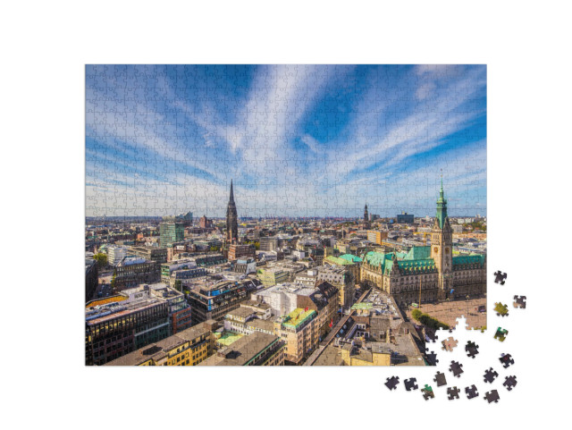 Puzzle 1000 Teile „Hamburger Rathaus von oben“
