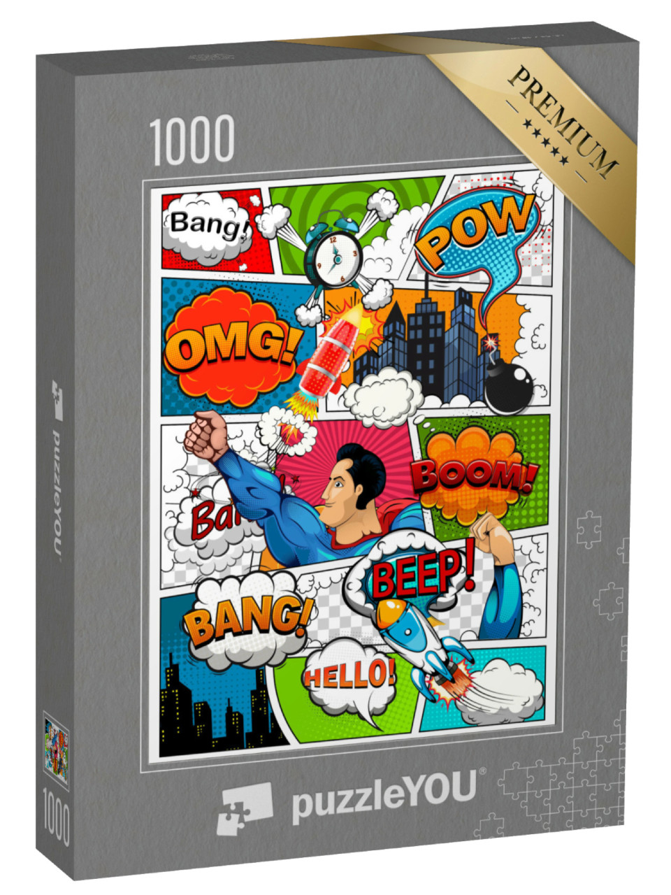 Puzzle 1000 Teile „Comic-Seite geteilt durch Linien mit Sprechblasen“
