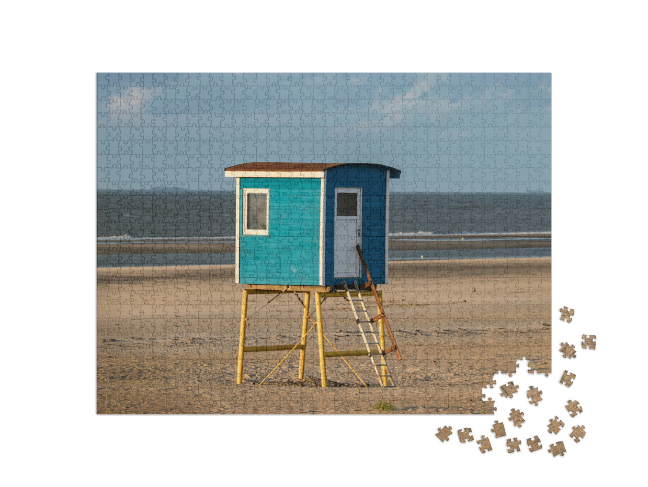 Puzzle 1000 Teile „Haus am Strand von Langeoog an einem schönen sonnigen Tag, Deutschland“