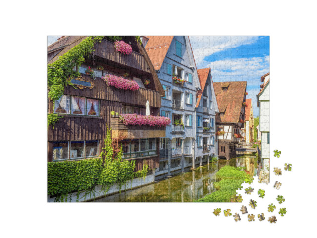 Puzzle 1000 Teile „Wunderschönes altes Fischerviertel von Ulm, Deutschland“