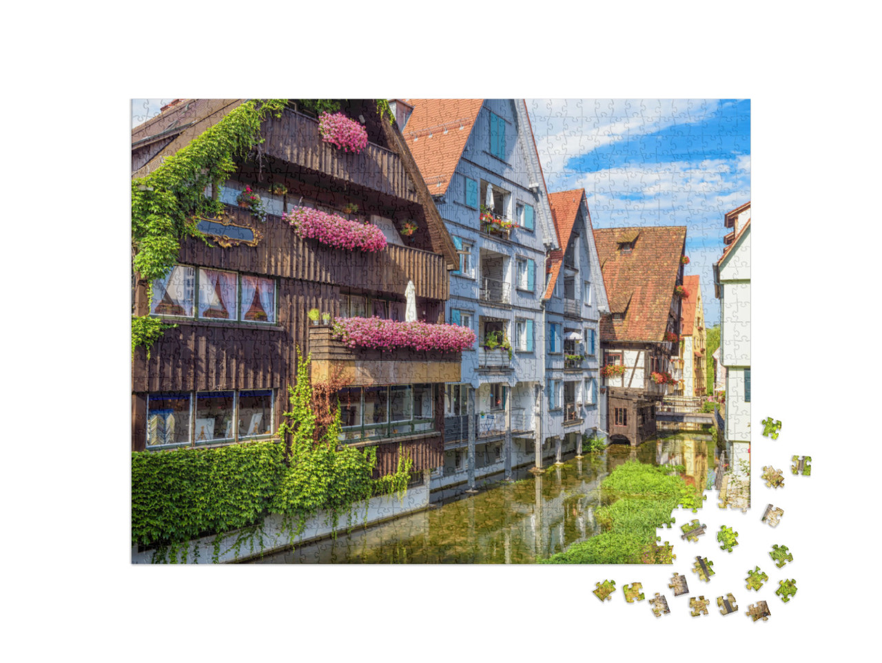 Puzzle 1000 Teile „Wunderschönes altes Fischerviertel von Ulm, Deutschland“