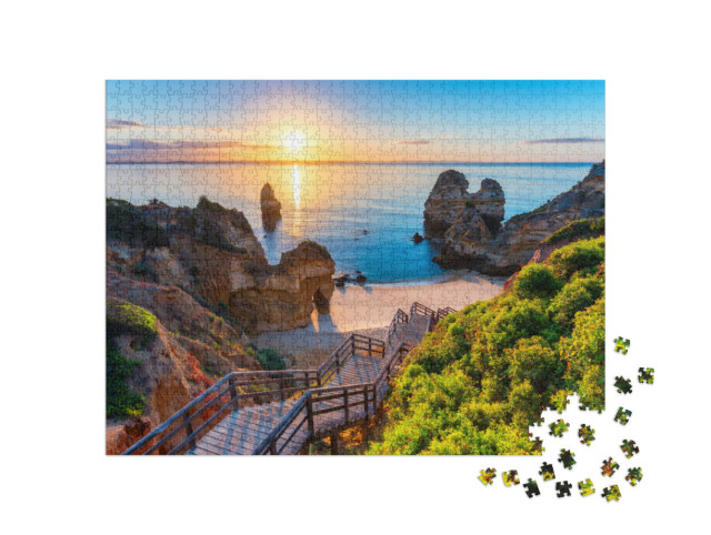 Puzzle 1000 Teile „Praia do Camilo: Strand an der Algarve mit blauem Meer, Portugal“