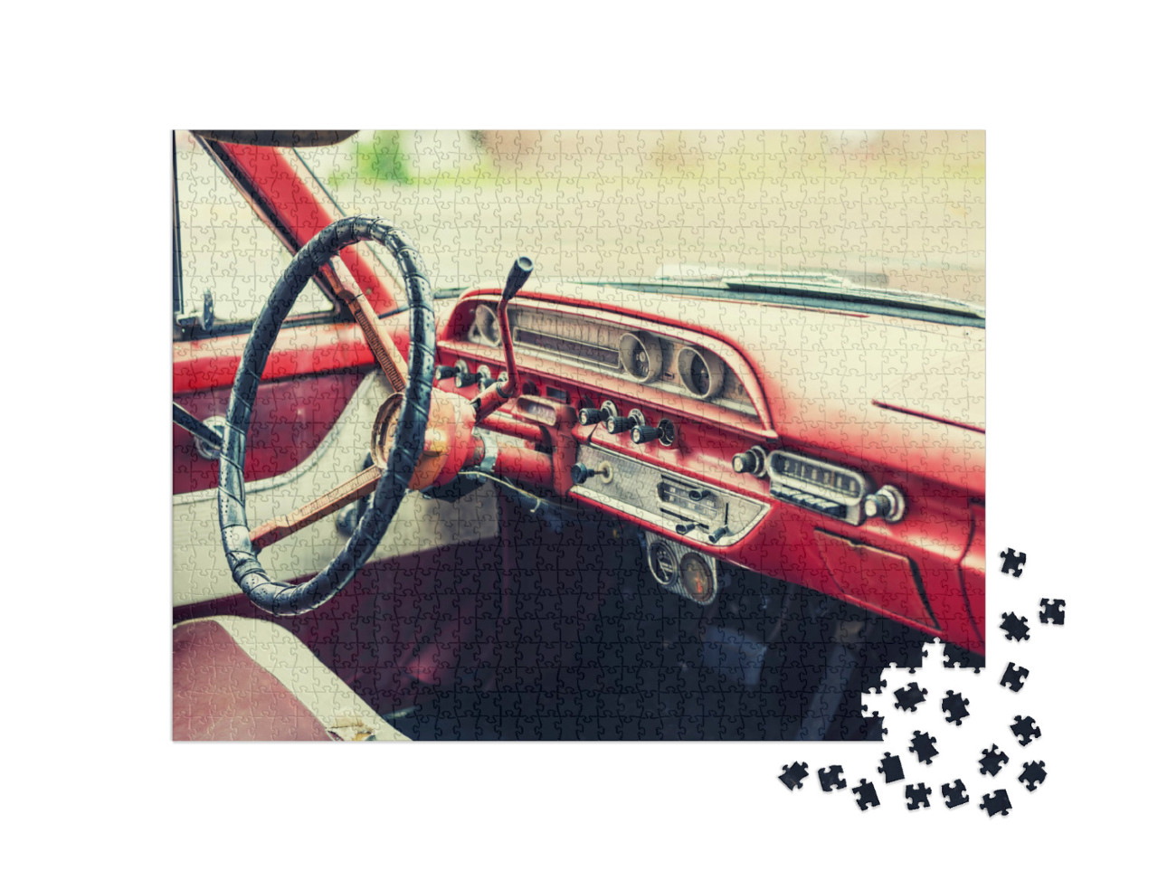 Puzzle 1000 Teile „Vintage-Innenausstattung eines amerikanischen Oldtimers aus den 60er Jahren“