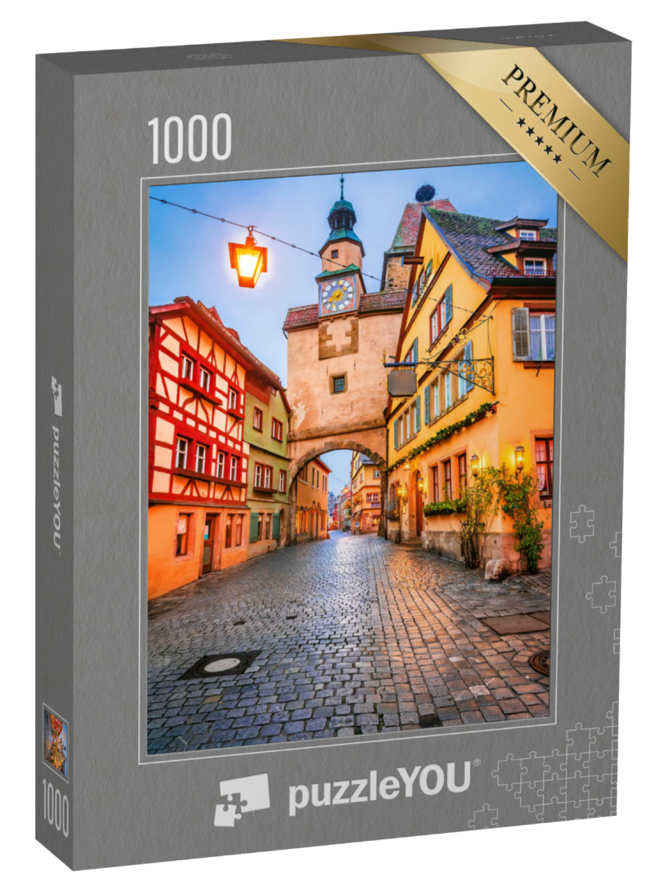 Puzzle 1000 Teile „Rothenburg ob der Tauber am Abend, Deutschland“