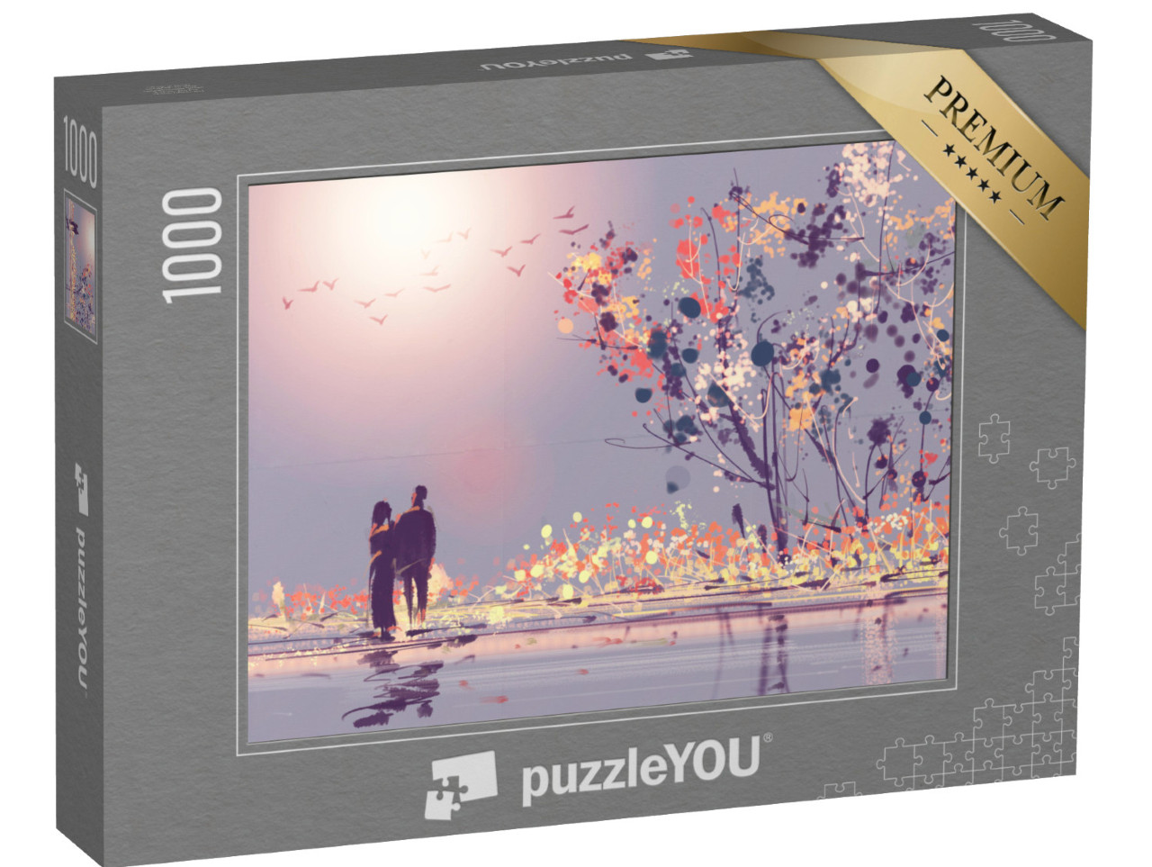 Puzzle 1000 Teile „Paar in der Schönheit des Sonnenuntergangs“