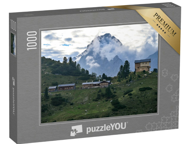 Puzzle 1000 Teile „Almhütte Schachenhaus mit der alten Königshütte“