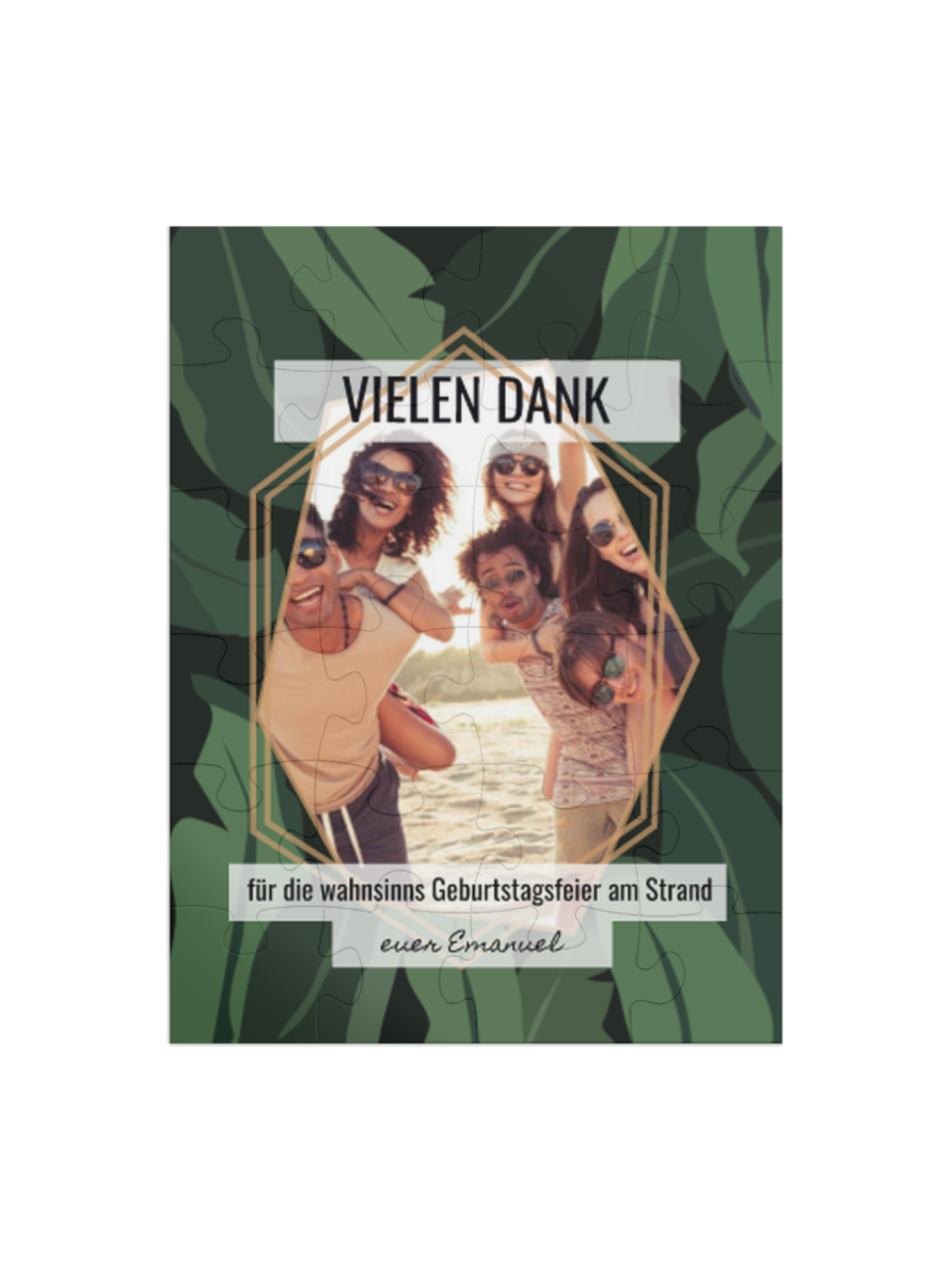 "Palmleaves" in Hochformat dunkelgrün