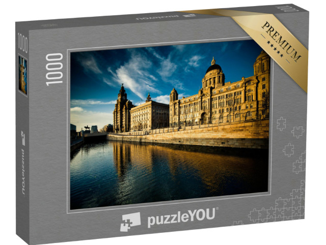 Puzzle 1000 Teile „Skyline mit den drei Grazien, Liverpool“